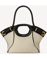 Balmain - Kleiner Shopper Aus Canvas Und Glattem Leder - Lyst