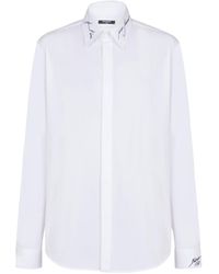 Balmain - Poplin Shirt With Embroidered Collar - Lyst