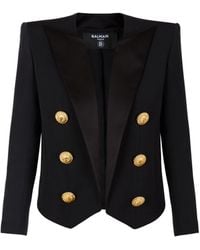 Balmain - Blazer With Satin Lapels - Lyst