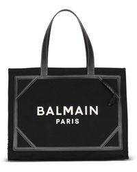 Balmain - B-Army 42 Monogram Canvas And Leather Tote Bag - Lyst