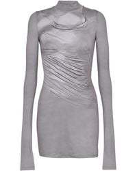 Balmain - Long-Sleeve High-Neck Draped Print Trompe-L'Œil T-Shirt - Lyst