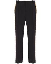 Balmain - Embroidered Crepe Straight-Leg Tailored Trousers - Lyst