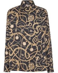 Balmain - Printed Silk Shirt With Chaînes Pattern - Lyst