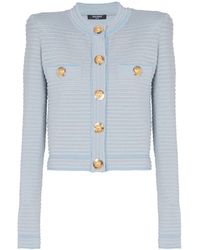 Balmain - Long-Sleeved Textured Knit Cardigan - Lyst