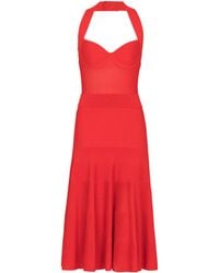 Balmain - Halterneck Pleated Knit Midi Dress - Lyst