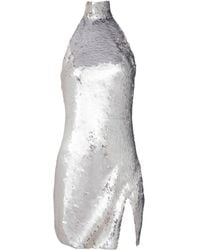 Balmain - Short Sequinned Halterneck Dress - Lyst