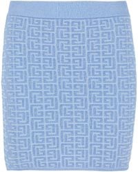 Balmain - Kurzer Rock Mit Pb Labyrinthe-Monogramm - Lyst
