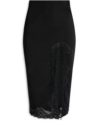 Balmain - Knit Midi Skirt With Lace - Lyst
