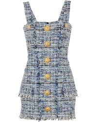Balmain - Tweed Mini Dress - Lyst