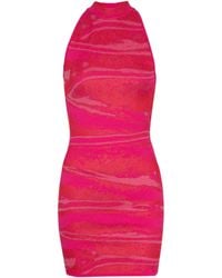 Balmain - Halterneck Zipped Jacquard Mini Dress - Lyst