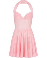 Balmain - Textured Knit Halterneck A-Line Dress - Lyst