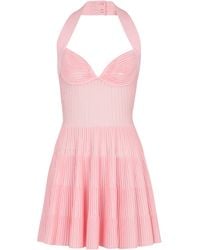 Balmain - Textured Knit Halterneck A-Line Dress - Lyst