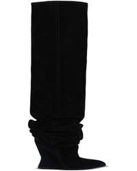 Balmain - Suede Leather Wedge Thigh-High Boots - Lyst
