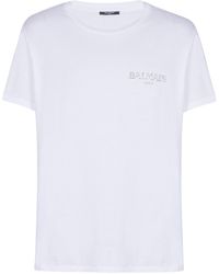 Balmain - T-Shirt With Vintage Gel Logo - Lyst