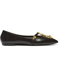 Balmain - Shiny Lambskin Sync Ballet Flats - Lyst