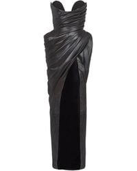 Balmain - Strapless Leather Bodycon Dress - Lyst