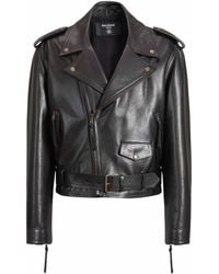 Balmain - Textured Leather Biker Jacket - Lyst