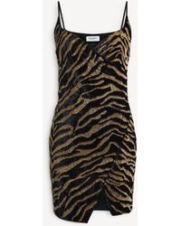 Balmain - Velvet Dress With Tiger Embroidery - Lyst