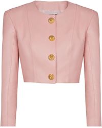 Balmain - Cropped-Lederjacke - Lyst