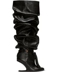 Balmain - No Wedge Textured Leather Thigh-High Boots With Tassel - Lyst