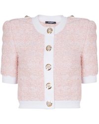 Balmain - Short-Sleeved Knit Cardigan - Lyst