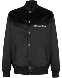 Balmain - Satin Bomber Jacket With Galaxy Embroidery - Lyst