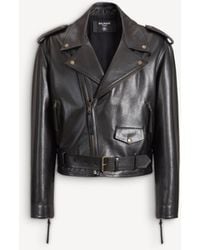 Balmain - Textured Leather Biker Jacket - Lyst