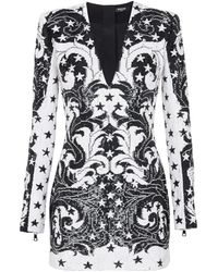Balmain - Embroidered Paisley And Star Short Dress - Lyst