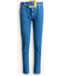 Balmain - Belted Denim Jeans - Lyst