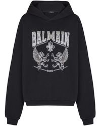 Balmain - Hoodie With Crystal Embroidery - Lyst