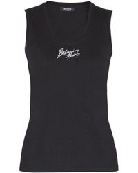 Balmain - Relaxed Tank Top With Paris Brush Print - Lyst