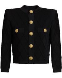 Balmain - Cropped Knit Cardigan - Lyst