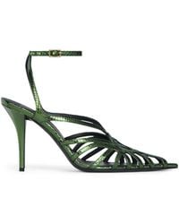 Balmain - Python-Effect Leather Cage Sandals - Lyst