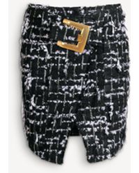 Balmain - Belted Fringed Tweed Skirt - Lyst