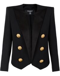 Balmain - Blazer With Satin Lapels - Lyst