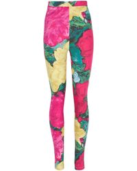 Balmain - Jersey Leggings With Roses Print - Lyst