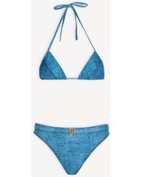 Balmain - Denim Two-Piece Swimsuit - Lyst