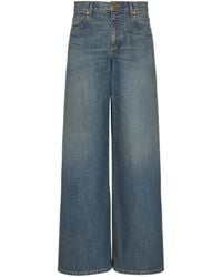 Balmain - Wide-Leg Faded Denim Jeans - Lyst