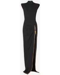 Balmain - Long Jersey Dress With Zip - Lyst