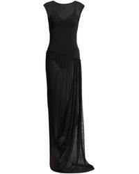 Balmain - Long Draped Viscose Dress - Lyst
