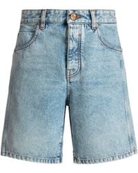 Balmain - Light Denim Bermuda Shorts - Lyst