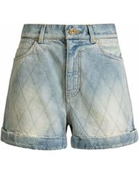 Balmain - Topstitched Denim Shorts - Lyst
