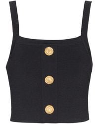 Balmain - Knit Bralette Top With Buttons - Lyst