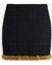 Balmain - Short Tweed Skirt With Embroidered Trim - Lyst