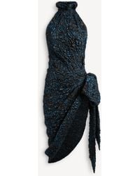Balmain - Draped Cloqué Jacquard Dress - Lyst