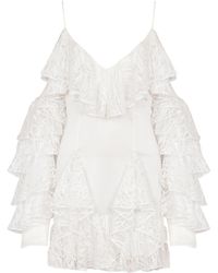 Balmain - Flowing Dress With Lace Ruffles - Lyst