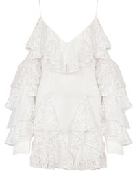 Balmain - Flowing Dress With Lace Ruffles - Lyst