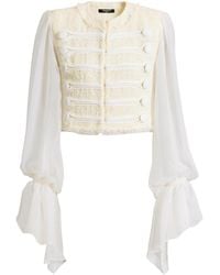 Balmain - Cropped Tweed And Muslin Jacket - Lyst
