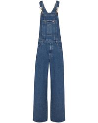 Balmain - Dark Denim Dungarees - Lyst
