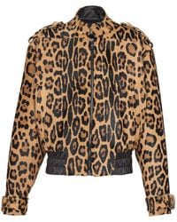 Balmain - Leopard Patterned Ponyskin-Style Leather Bomber Jacket - Lyst